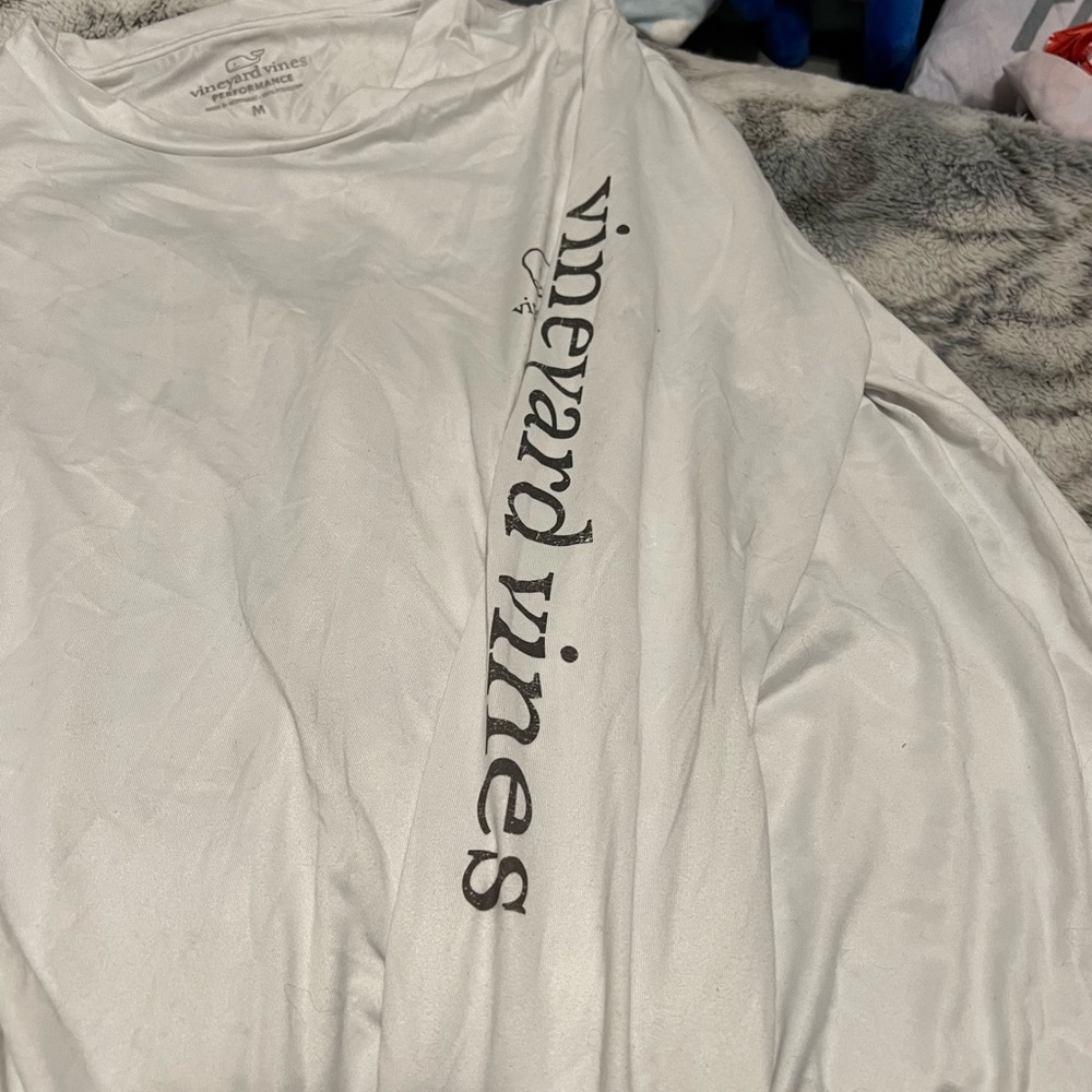 White mens Vineyard Vines long sleeve silky shirt